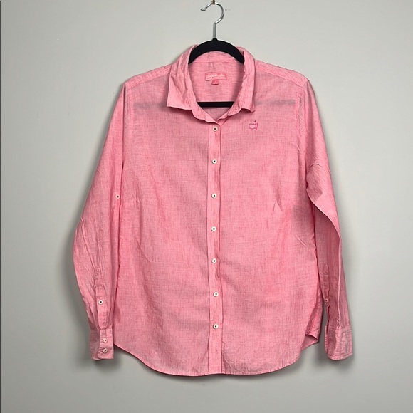 Magnolia Lane Masters Pink Button-Up Shirt / Cotton‎ Linen Blend / SZ L - Picture 1 of 8